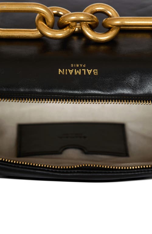 Balmain Sync Medium Shoulder Bag In Black Leather In Black