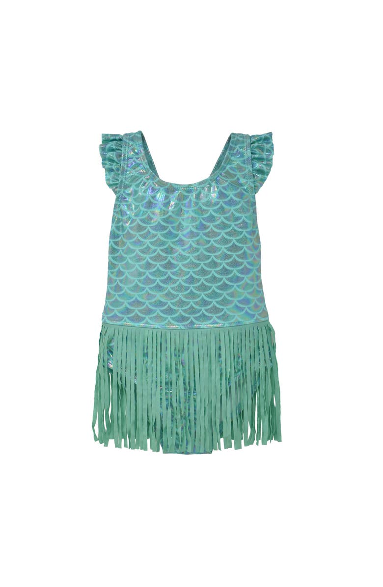 Flap Happy Infant & Toddlers Sun Protective UPF 50+ Keilani One-Piece Swimsuit with Fringe, Main, color, Fairy Tale Scales