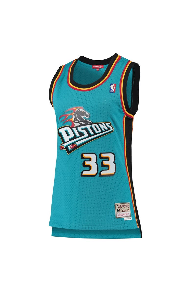 Mitchell & Ness Women's Mitchell & Ness Grant Hill Teal Detroit Pistons 1998/99 Hardwood Classics Swingman Jersey, Alternate, color,