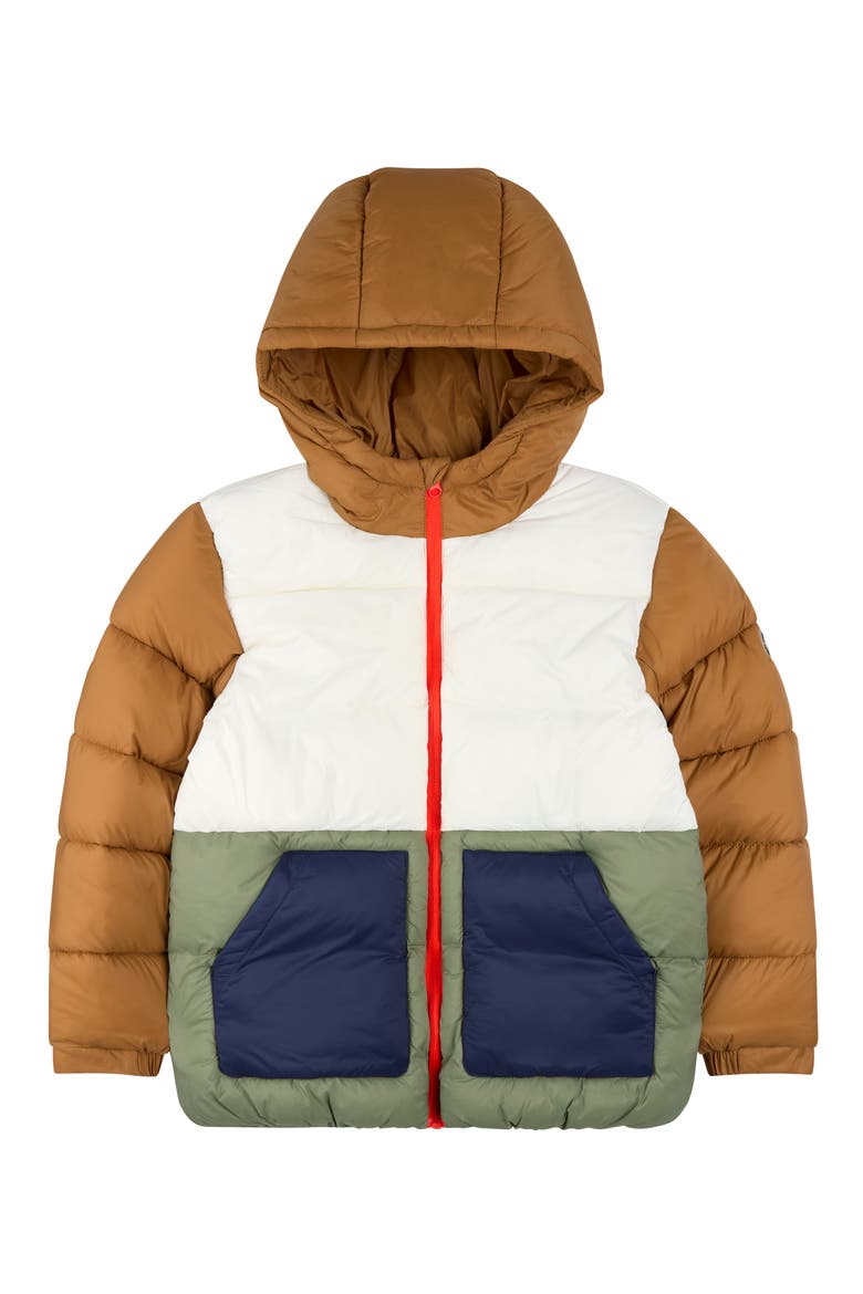 Kids' Colourblock Fashion Puffer Jacket, Main, color, OLIVE GREEN