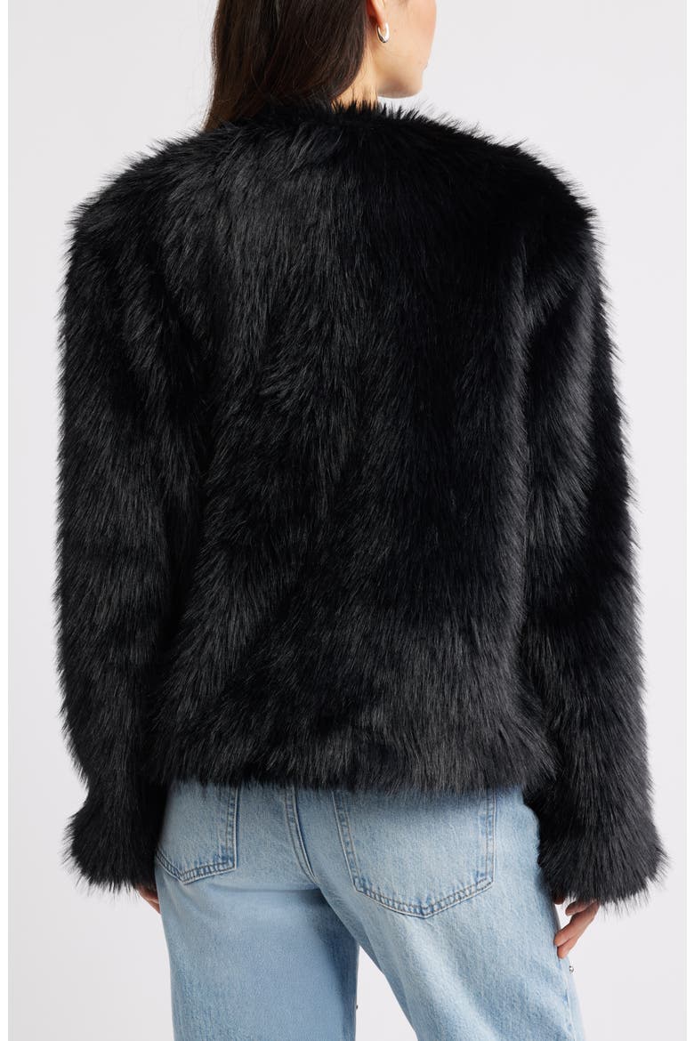Faux Fur Jacket, Alternate, color, BLACK