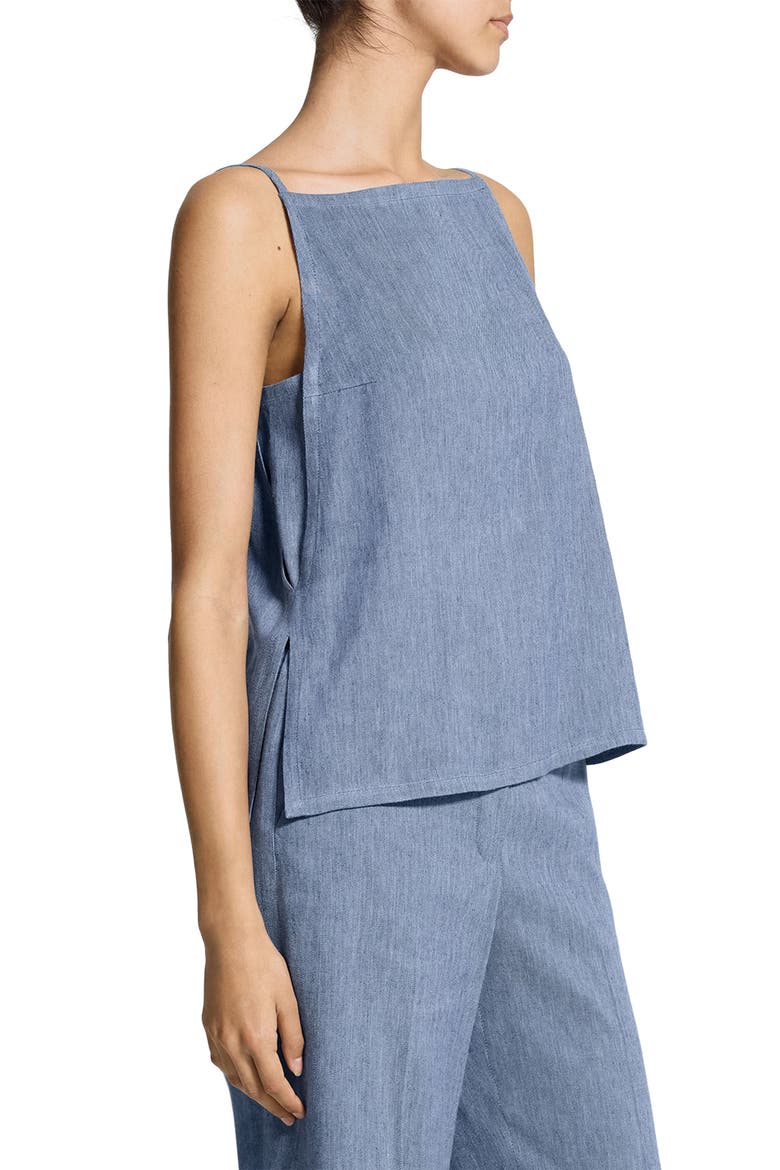 Apron Front Linen Blend Twill Camisole, Alternate, color, LIGHT DENIM