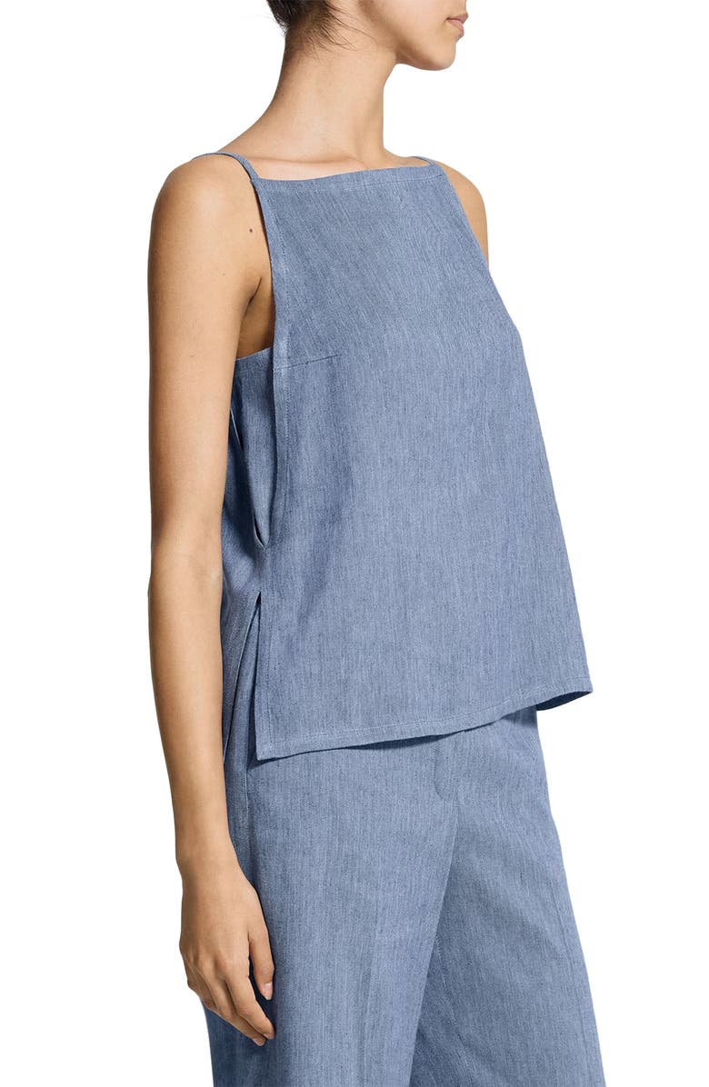 Theory Apron Front Linen Blend Twill Camisole, Alternate, color, Light Denim