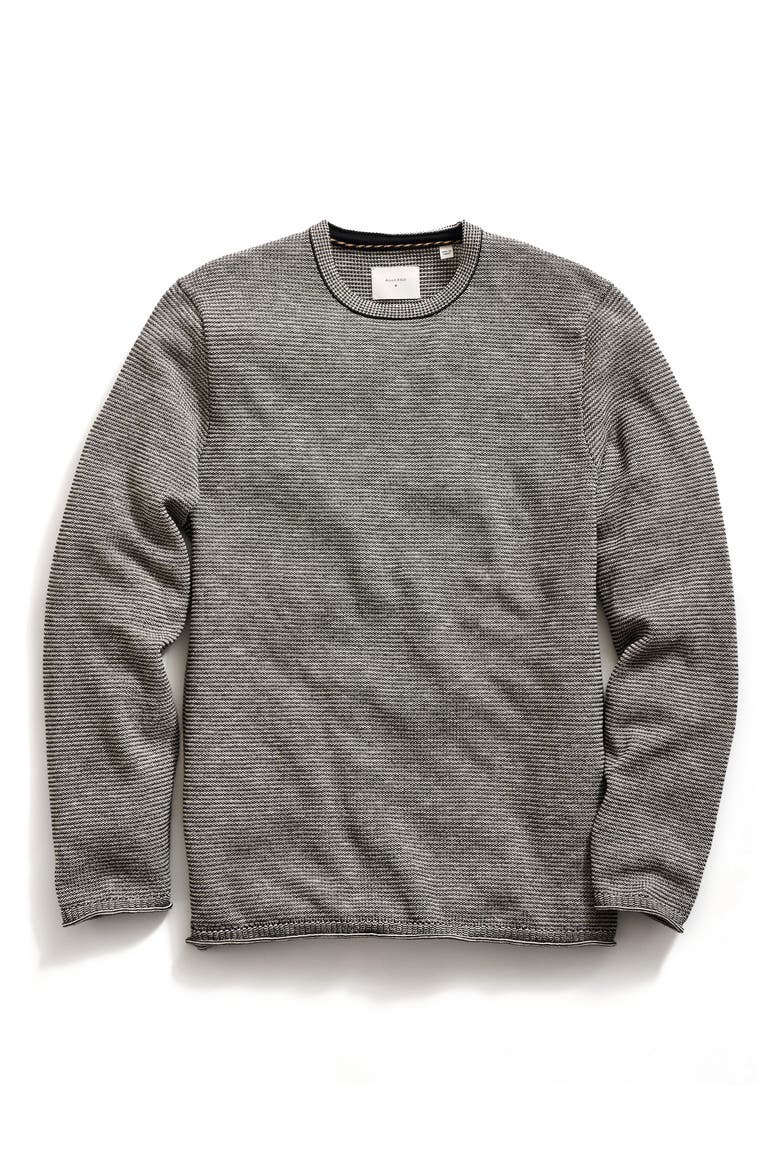 Tuck Stripe Crewneck Sweater, Main, color, BLACK