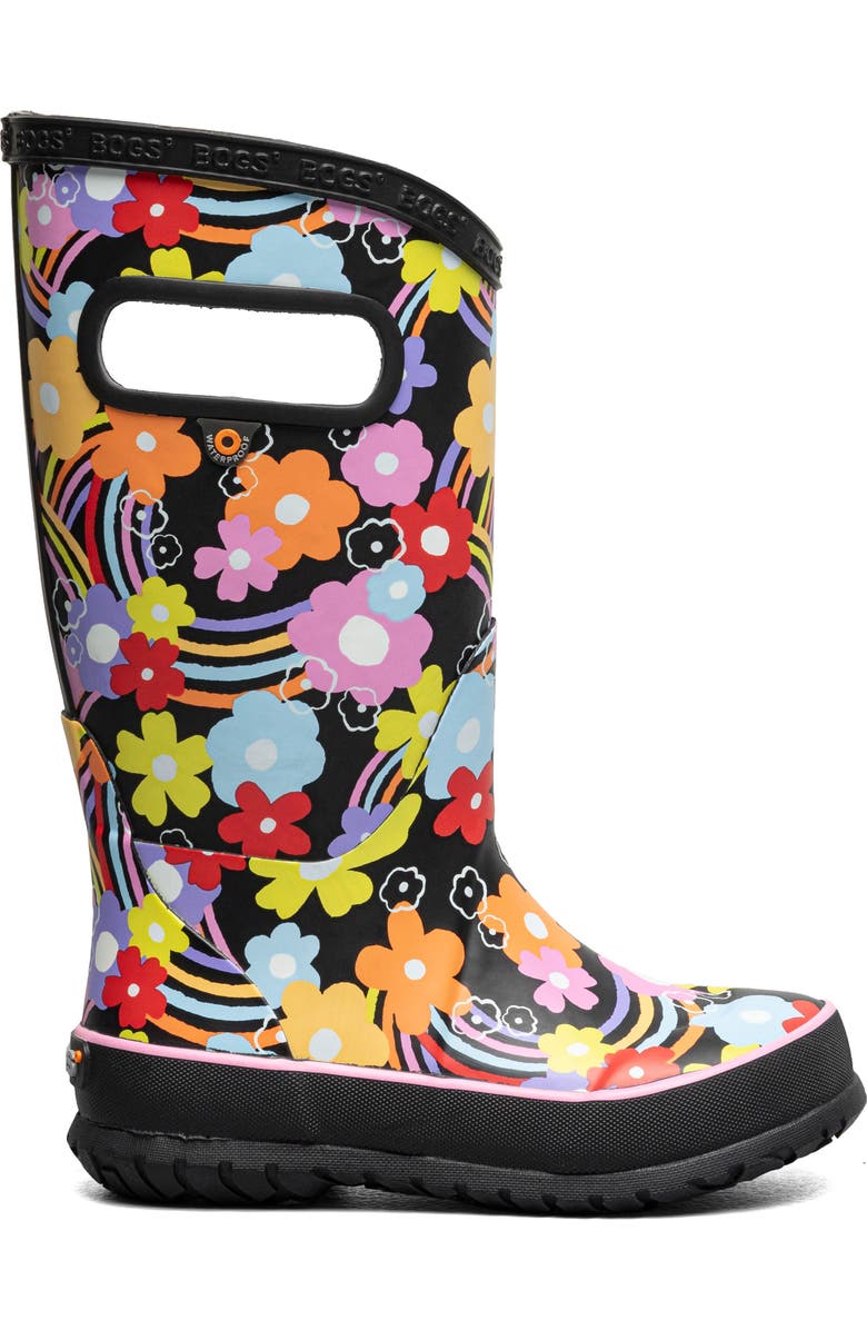 Bogs Kids' Rainbow Flower Rain Boot, Alternate, color,