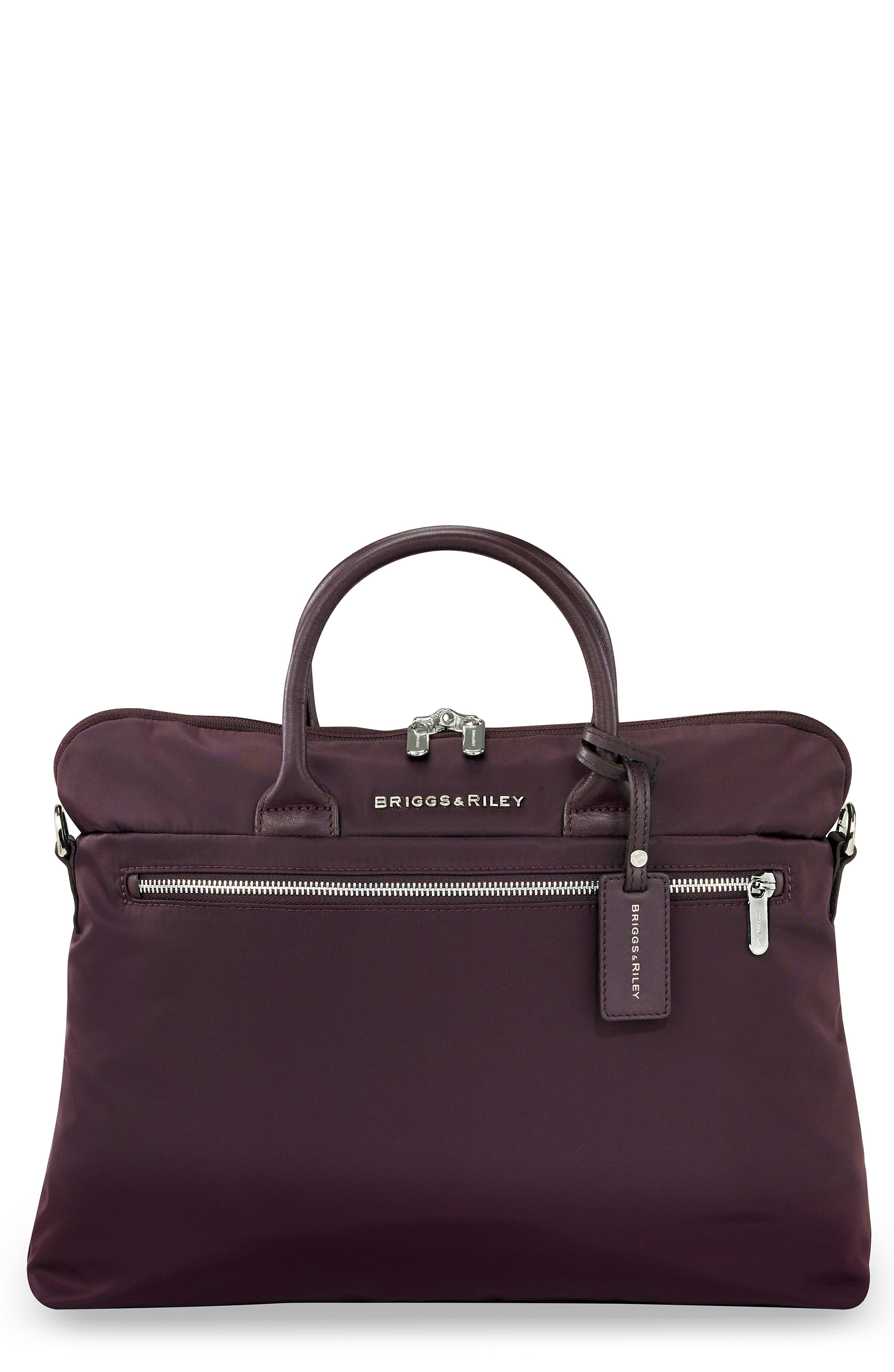 Slim Business Briefcase, Main, color, PLUM