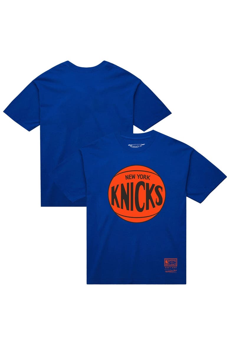 Unisex Mitchell & Ness Blue New York Knicks Hardwood Classics MVP Logo T-Shirt, Alternate, color, Blue