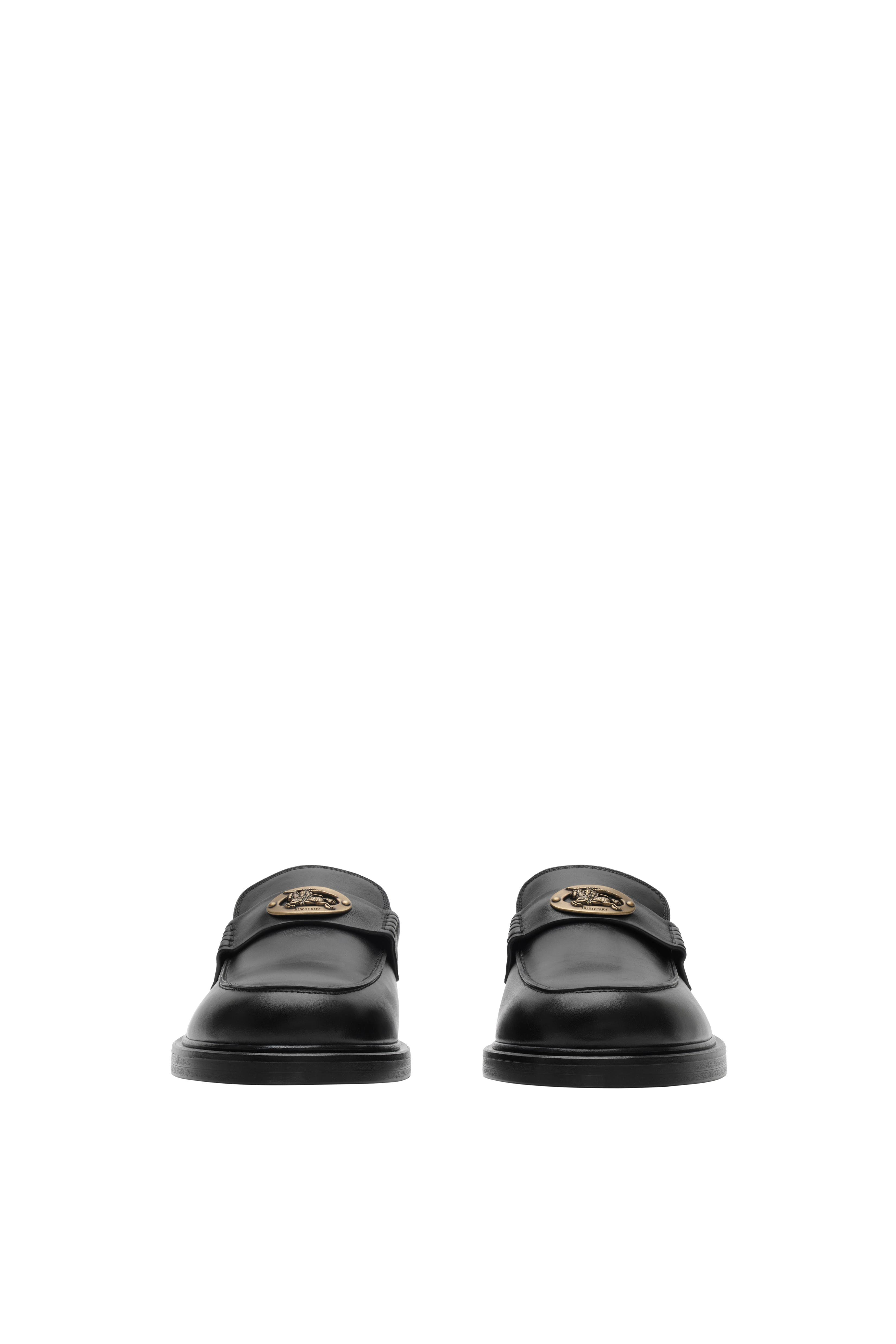 Burberry Leather Pembroke Loafers, Alternate, color, Black