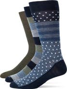 Lorenzo Uomo Assorted 3-Pack Italian Merino Wool Blend Dress Socks