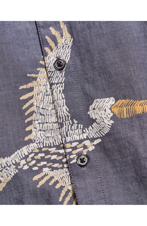 Billy Reid Wilson Pelican Swarm Print Cotton Oxford Cloth Button-up Shirt In Carbon Blue