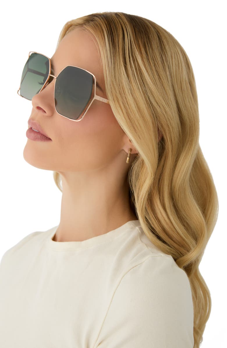 DIFF Donna IV 61mm Gradient Polarized Square Sunglasses, Alternate, color, Champagne / Cool Matcha