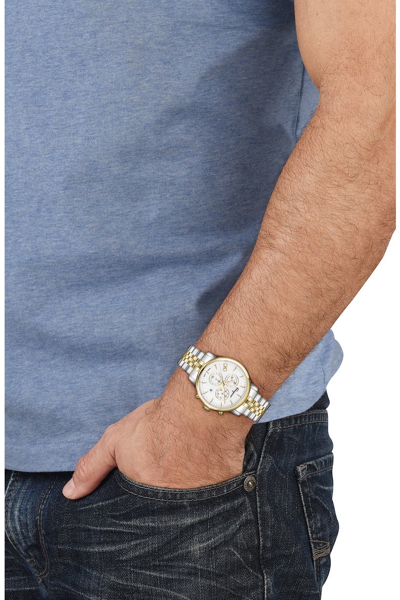 Duo Chronograph Two-Tone Bracelet Watch, 42mm, Alternate, color, WHITE/ TWO TONE