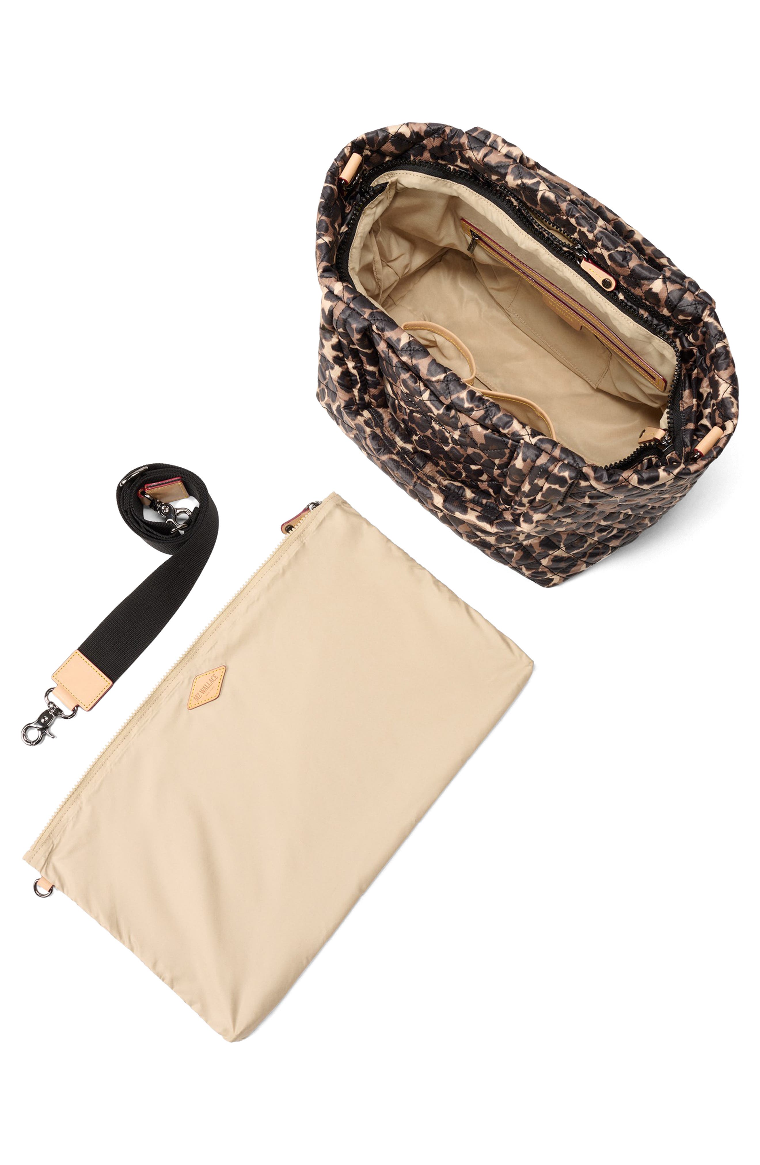 MZ Wallace Small Metro Deluxe Quilted Nylon Tote, Alternate, color, Leopard
