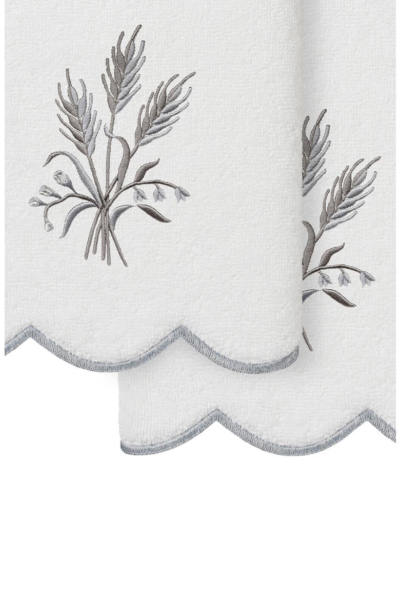 2-Piece Whitney Embroidered Turkish Cotton Hand Towel Set, Alternate, color, WHITE/ GRAY