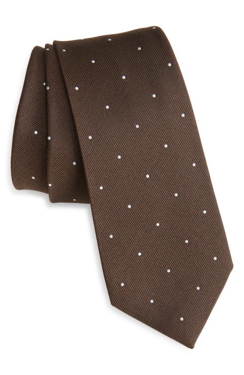 Brown Pin Dot Silk Tie