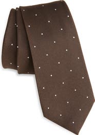 TOM FORD Brown Pin Dot Silk Tie