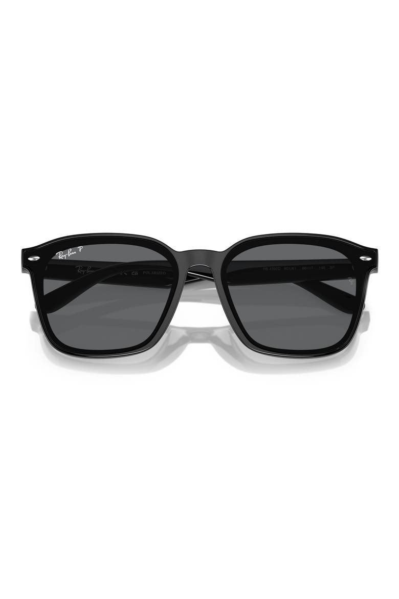 66mm Polarized Oversize Square Sunglasses, Alternate, color, BLACK / DARK GREY POLAR