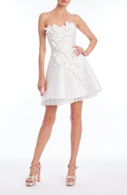 Badgley Mischka Collection Laser 3-D Floral Strapless Minidress