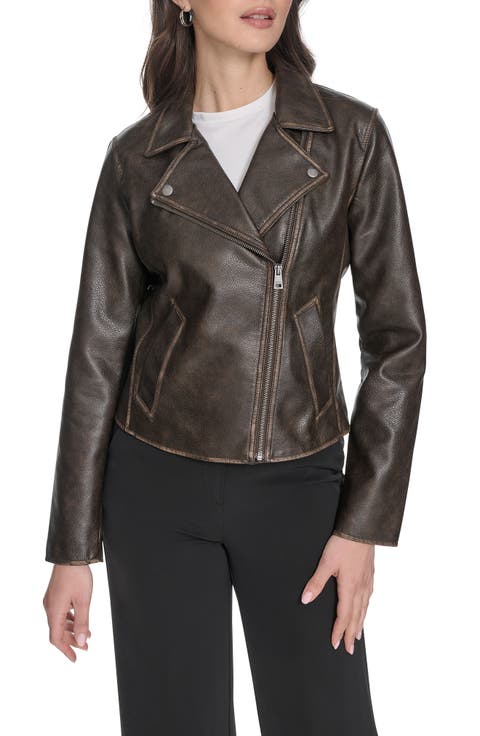 ジャケット・アウター meltthelady cropped leather like jacket Azalea Wang Glitz Cropped Faux Leather Jacket - Women's