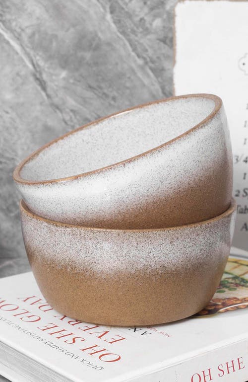 Stone Lain Vince Stoneware 4-piece Bowl Set In Brown