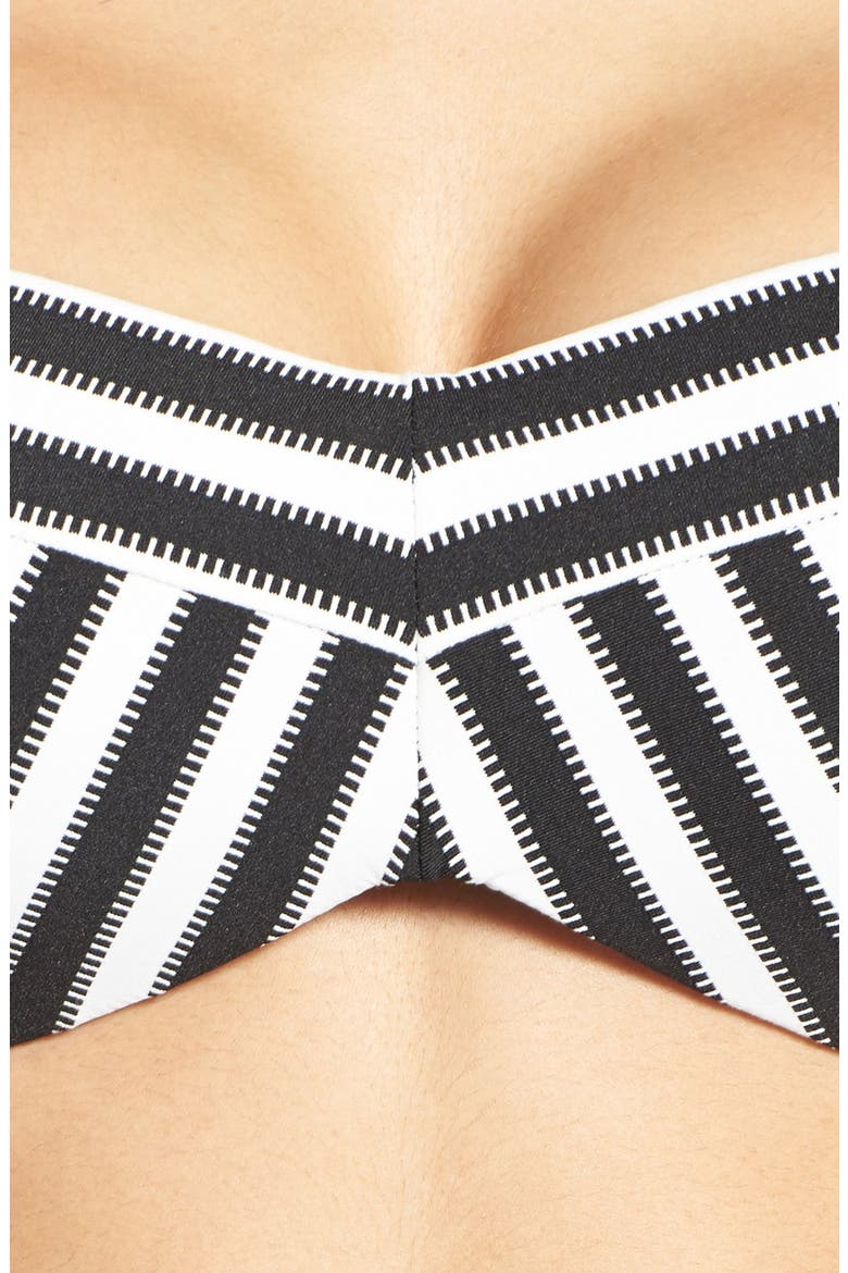 'Bianca' Mitered Stripe Bandeau Bikini Top, Alternate, color, BLACK