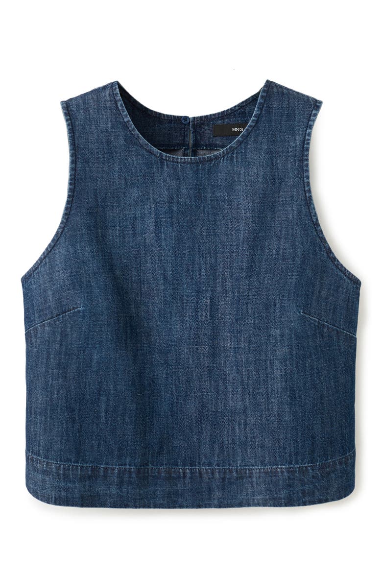 Sleeveless Chambray Crop Top, Main, color, OPEN BLUE