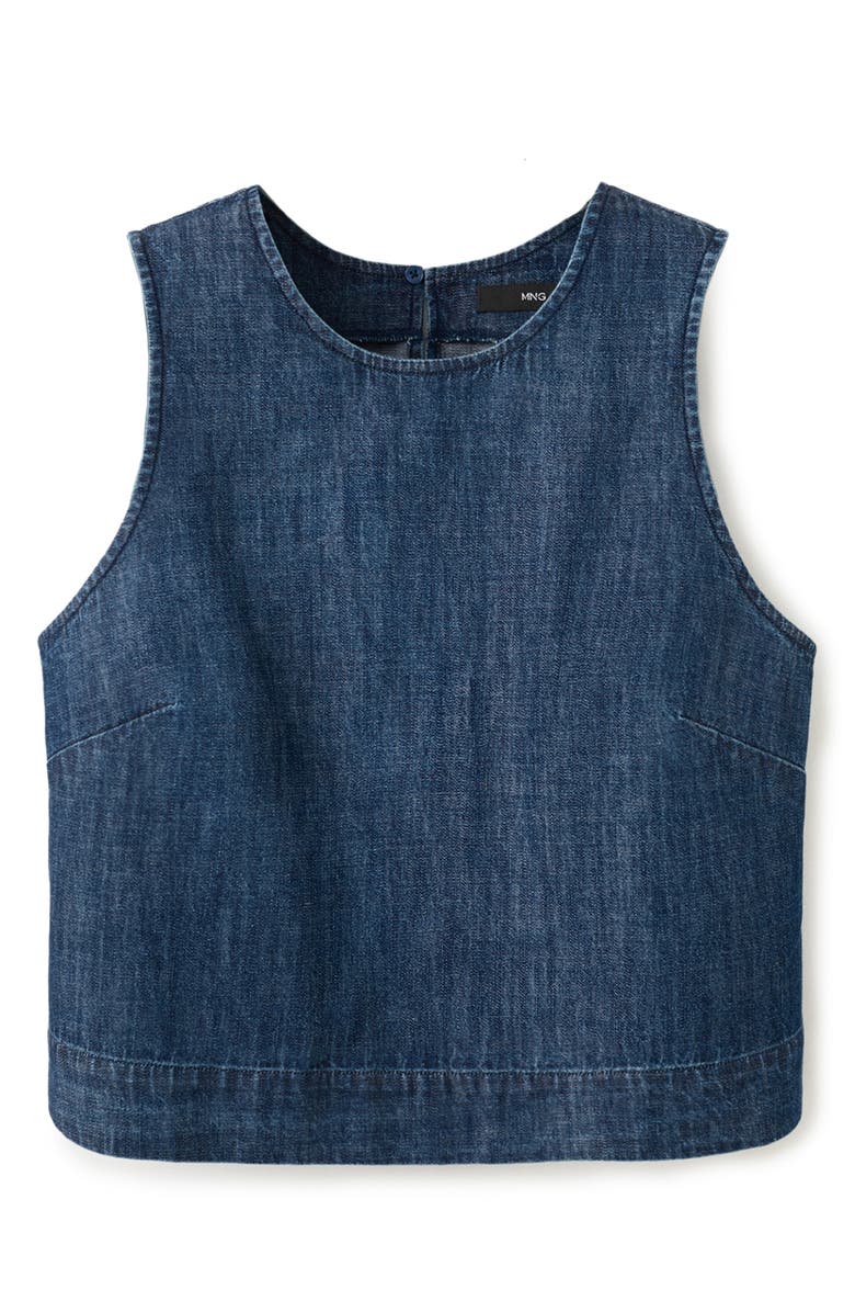 MANGO Sleeveless Chambray Crop Top, Main, color,