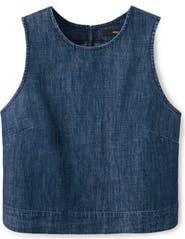 MANGO Sleeveless Chambray Crop Top