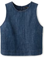 MANGO Sleeveless Chambray Crop Top