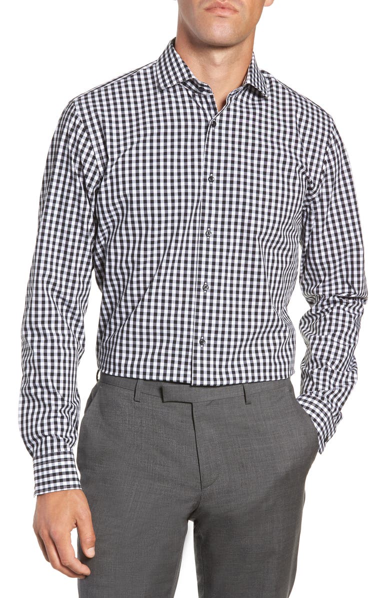 NORDSTROM MEN'S SHOP Tech-Smart Trim Fit Stretch Check Dress Shirt, Main, color,