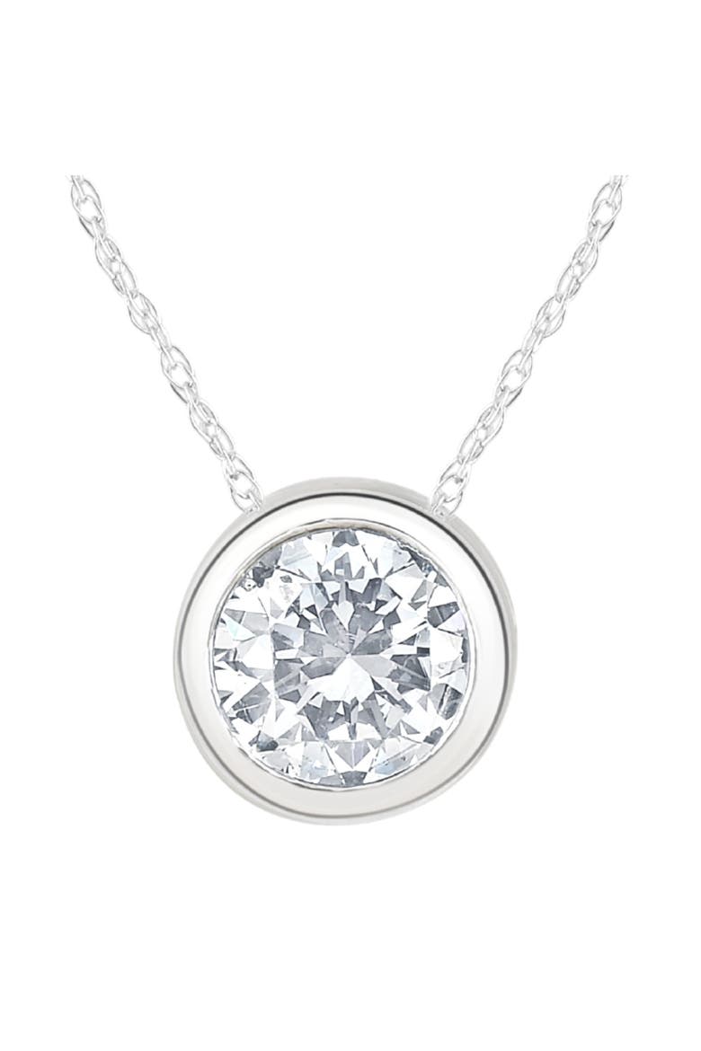 1 1/2Ct Solitaire Round Cut Lab Grown Diamond Bezel Necklace Pendant, Main, color, 14k White Gold