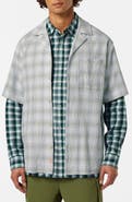 Scotch & Soda Relaxed Fit Crinkle Plaid Stretch Cotton Camp Shirt