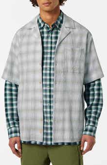 Scotch & Soda Relaxed Fit Crinkle Plaid Stretch Cotton Camp Shirt