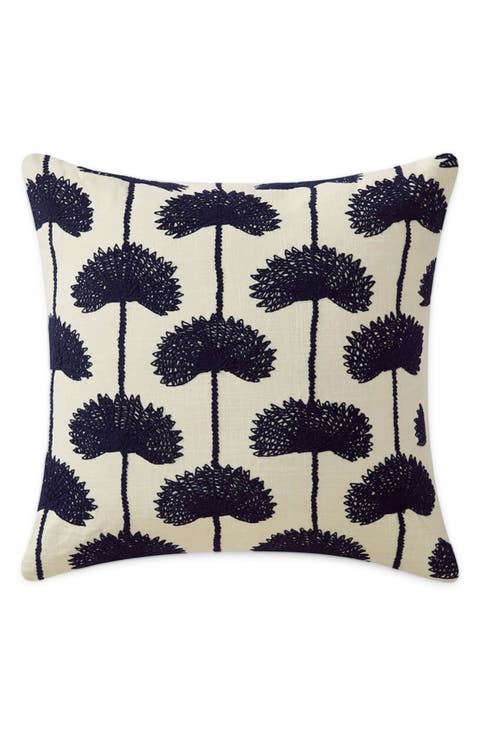 Palm Leaf Embroidered Throw Pillow