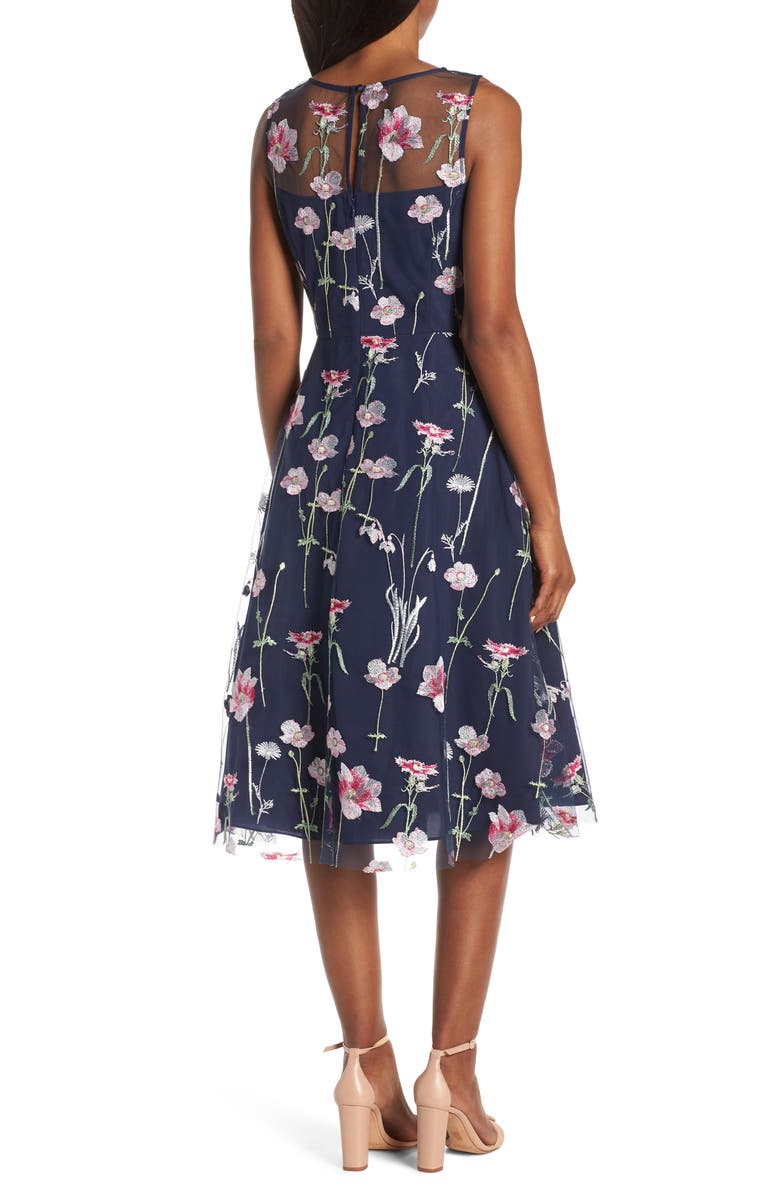 Eliza J Embroidered Floral Sleeveless Dress, Alternate, color,
