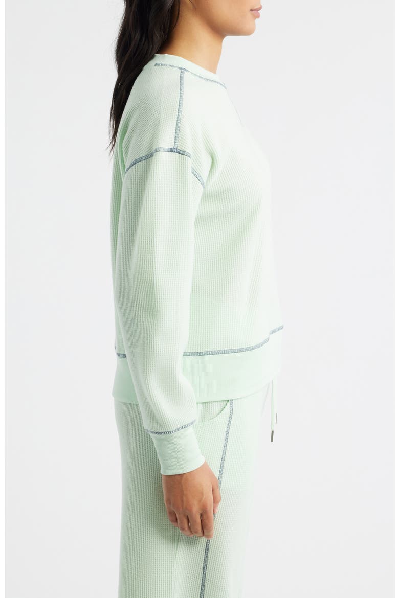 Contrast Stitch Waffle Knit Sweatshirt, Alternate, color, MINT
