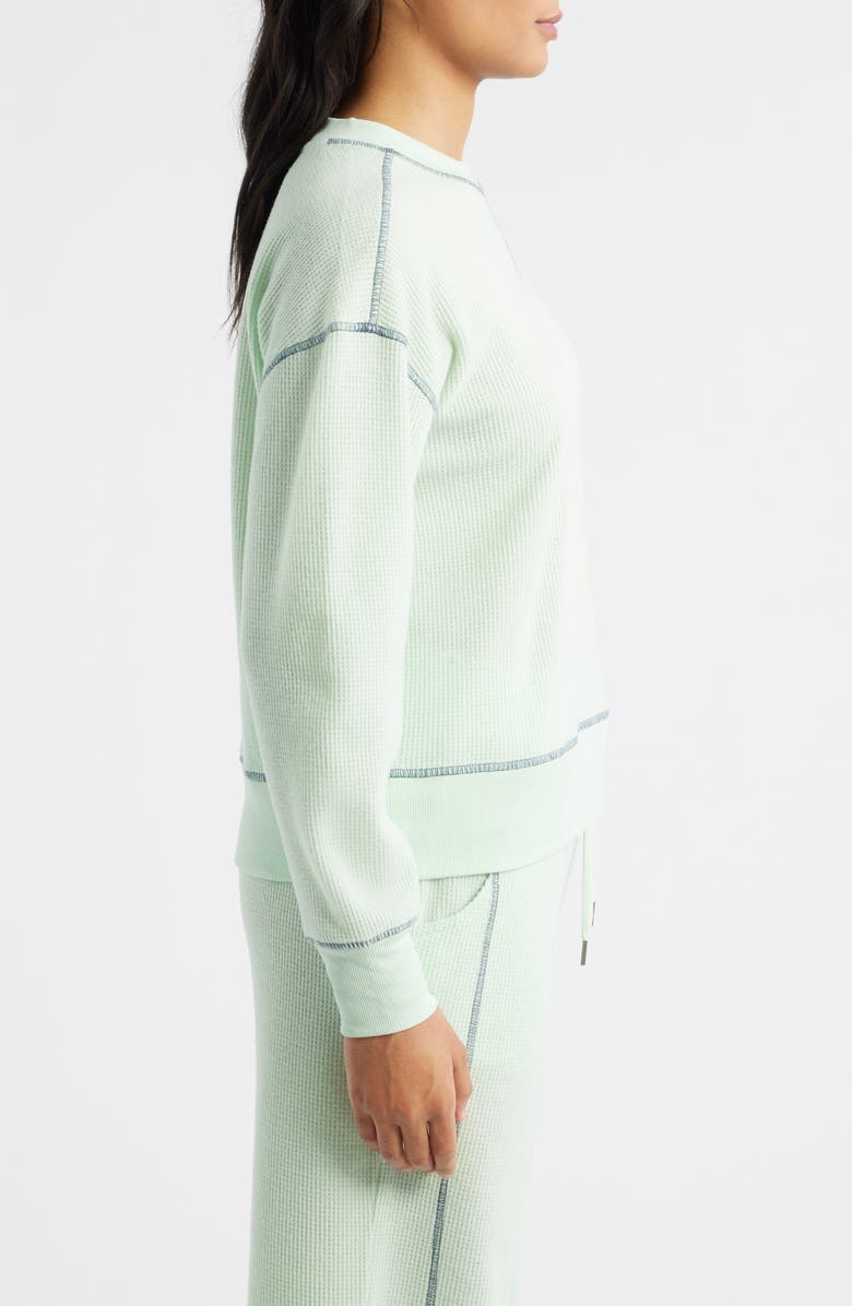 CITY BLUES Contrast Stitch Waffle Knit Sweatshirt, Alternate, color, Mint