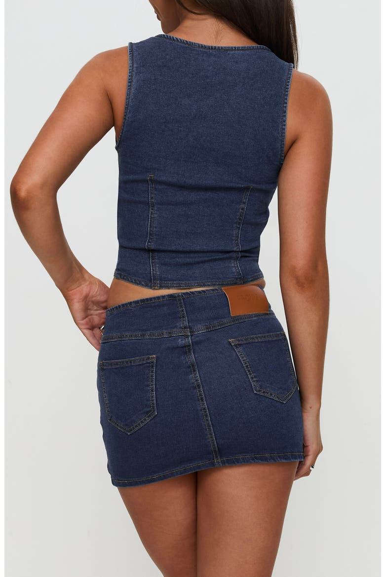 Popular Low Rise Denim Miniskirt, Alternate, color, BLUE