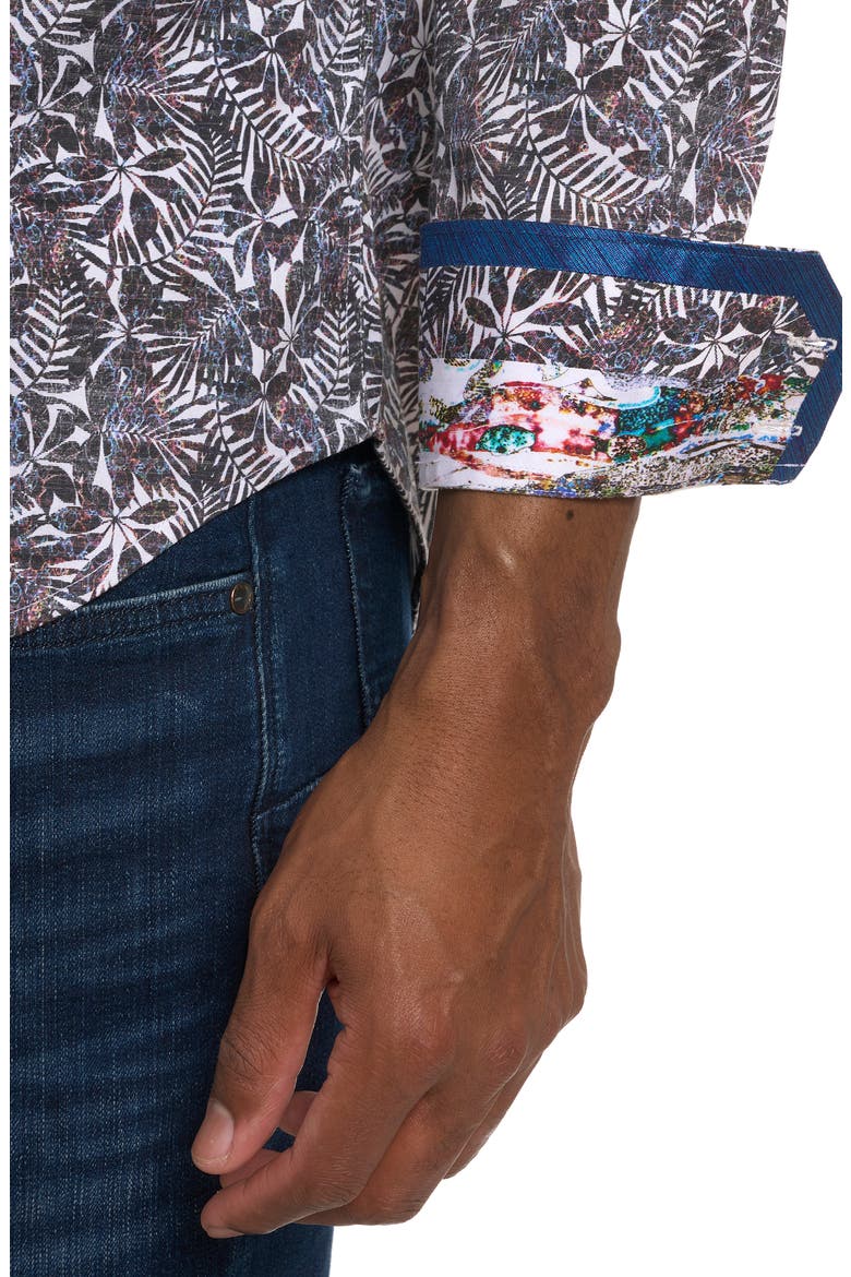 Aegean Stretch Button-Up Shirt, Alternate, color, BLACK MULTI
