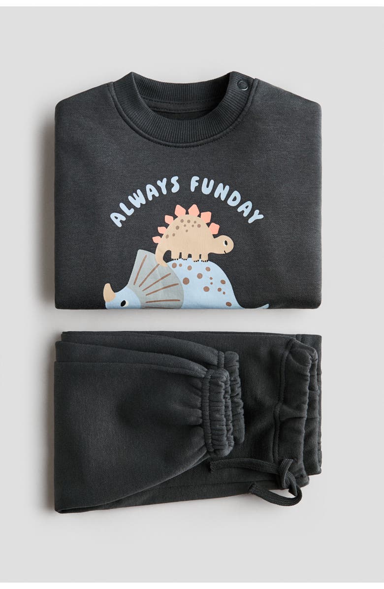 H&M 2-piece Printed Sweatshirt Set, Alternate, color, 