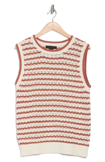Shop Sanctuary Stripe Cotton Sweater Tank In Teak Natural