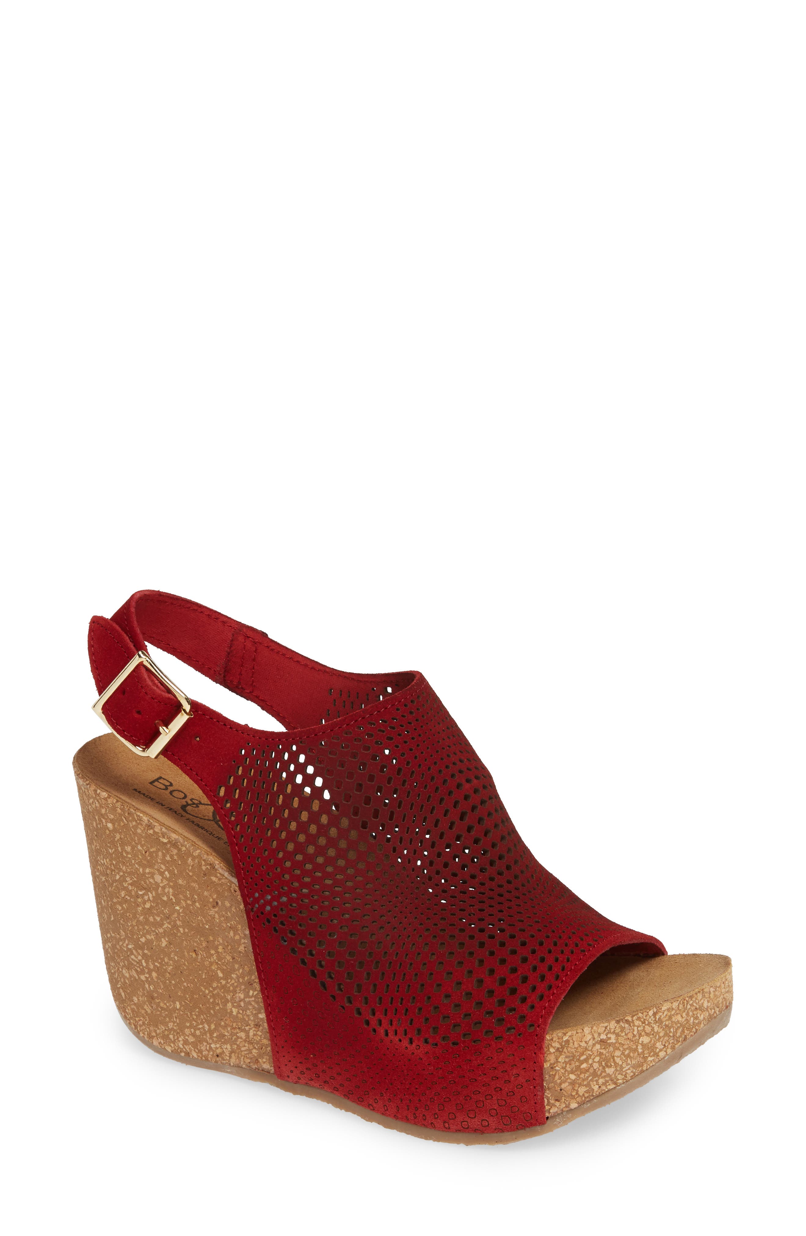 Savona Wedge Sandal, Main, color, RED SUEDE