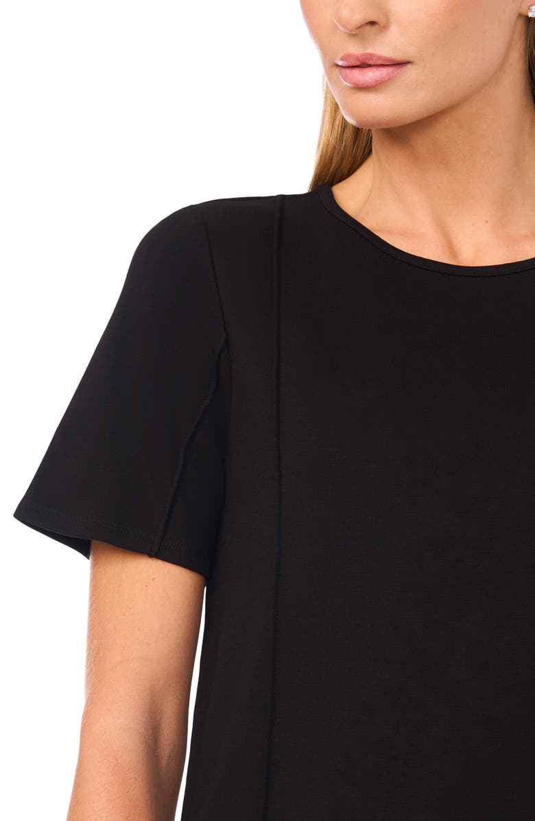 Halogen<sup>®</sup> Princess Seam Short Sleeve Top, Alternate, color, Rich Black