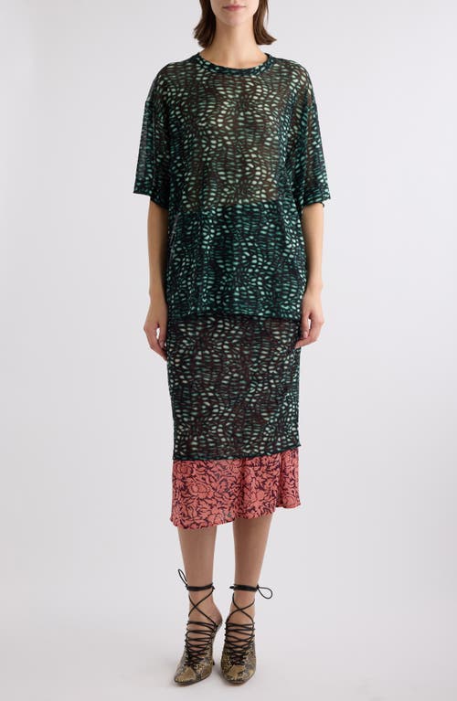 Shop Dries Van Noten Hoge Print Mesh T-shirt In Malachite