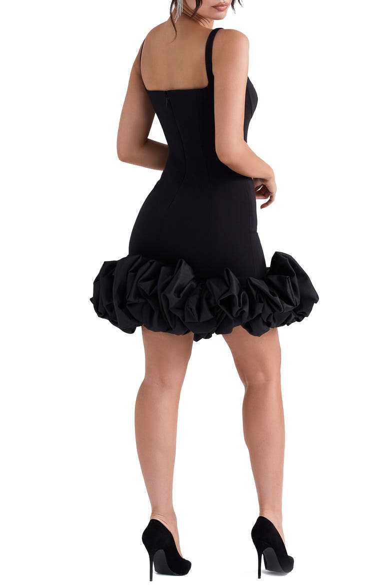 Lilou Ruffle Square Neck Minidress, Alternate, color, BLACK