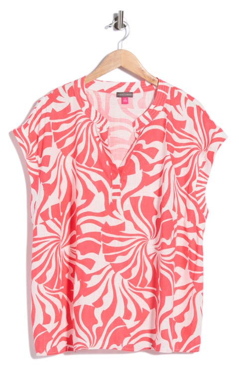 Split Neck Cap Sleeve Top