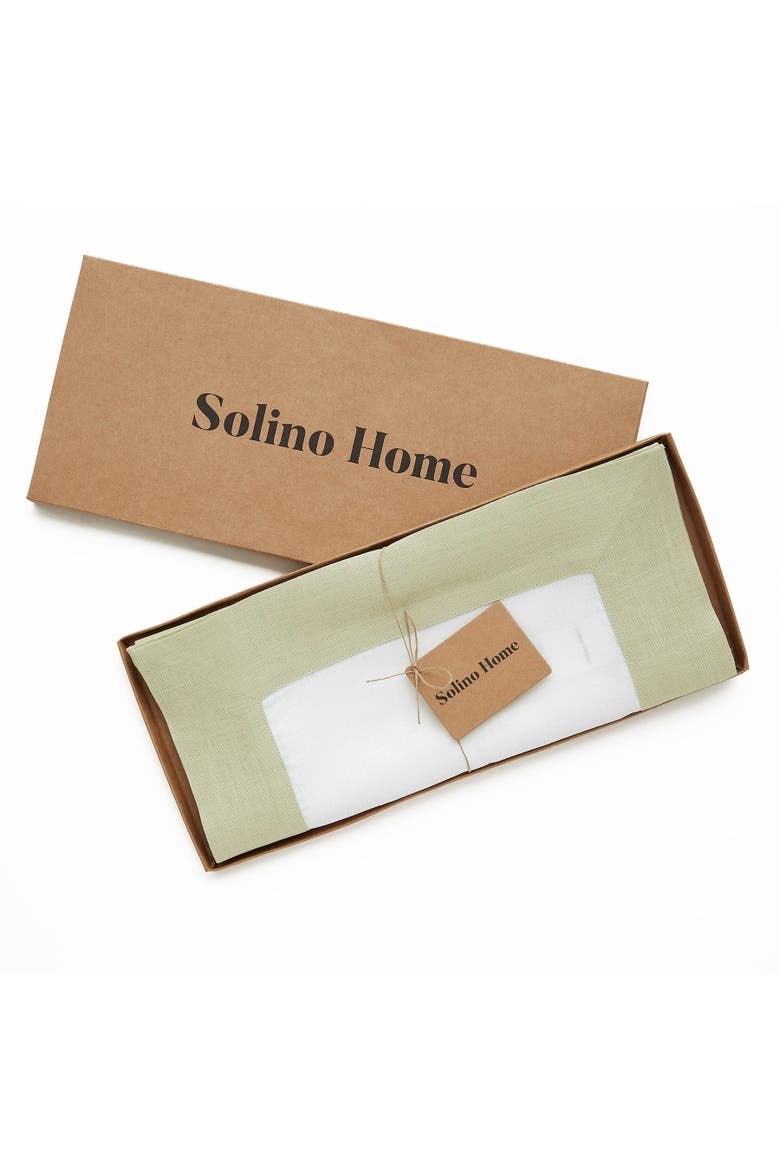 Linen Table Runner - Contempo, Alternate, color, Sage Green and White