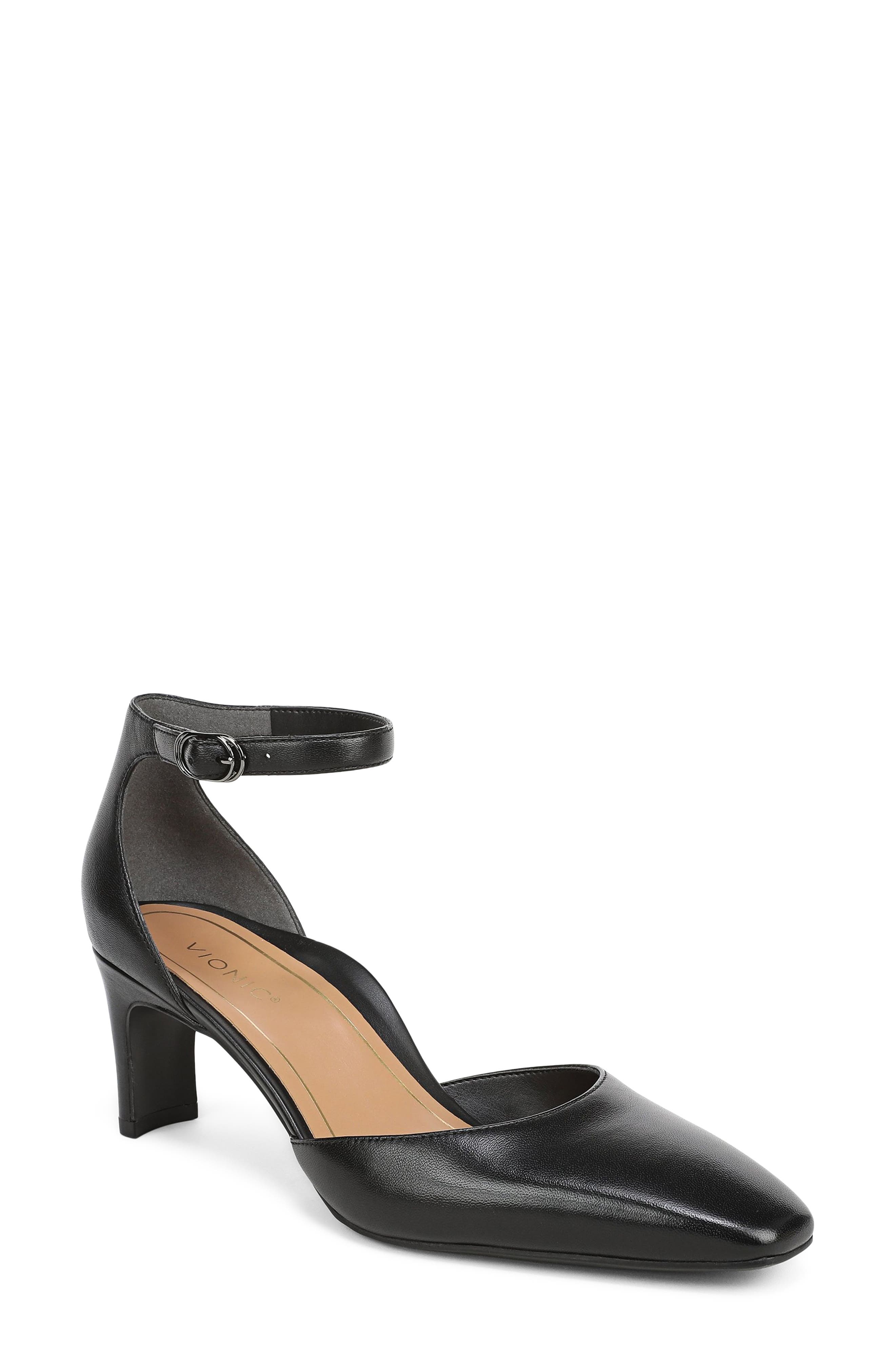 Vionic Scarlett Ankle Strap Pump, Main, color, Black Leather
