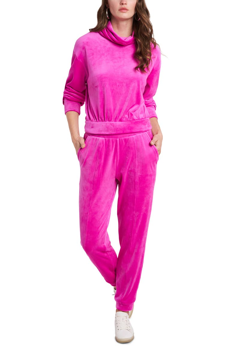 Cowl Neck Velour Top, Alternate, color, PARTY PINK
