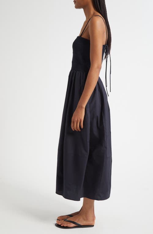 Cos Lotta Smocked Cotton Midi Dress In Black